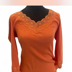 The Limited Vibrant Orange Lace top